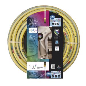 Manguera riego No Torsion FITT Yellow 15 metros con accesorios.