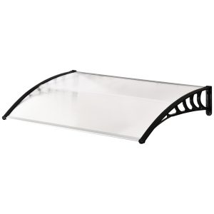 Outsunny Tejadillo de Protección contra Sol y Lluvia Marquesina para Puertas de Exterior Marquesina de Techo Diseño Moderno Aleación de Aluminio Duradero 122x89x24 cm Transparente