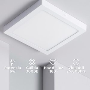 PLAFON 6W CUADRADO LUZ CALIDA LED LIFE LH-1770