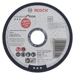 Discos de Corte Estándar para Metal 115×1,6×22,23mm BOSCH 2608.619.742-000