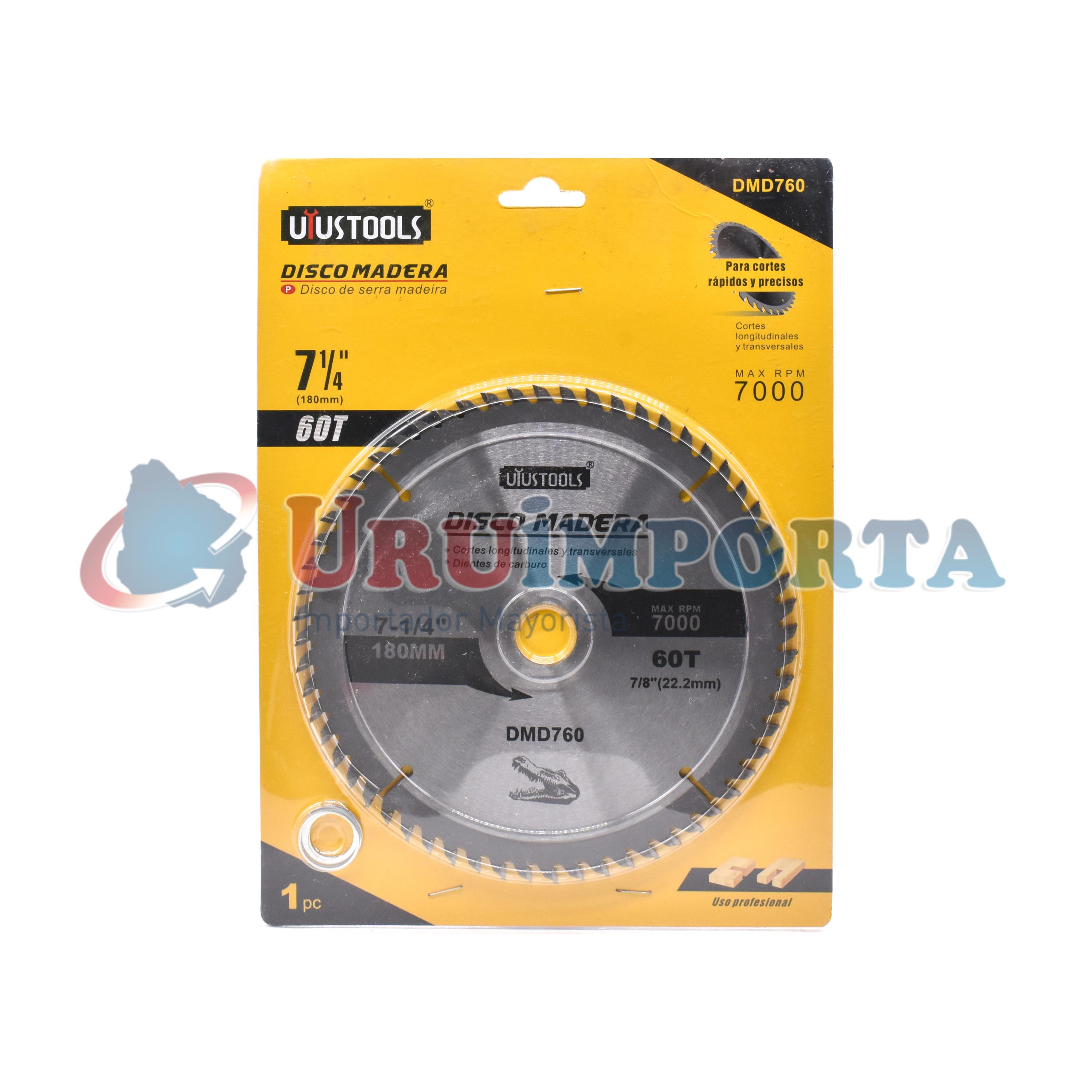 DISCO CORTE MADERA 7 1/4” 60D UYUSTOOLS DMD760 - Imagen 5