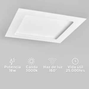 ARTEFACTO LED 18W CUADRA LUZ CALID LED LIFE LH1751