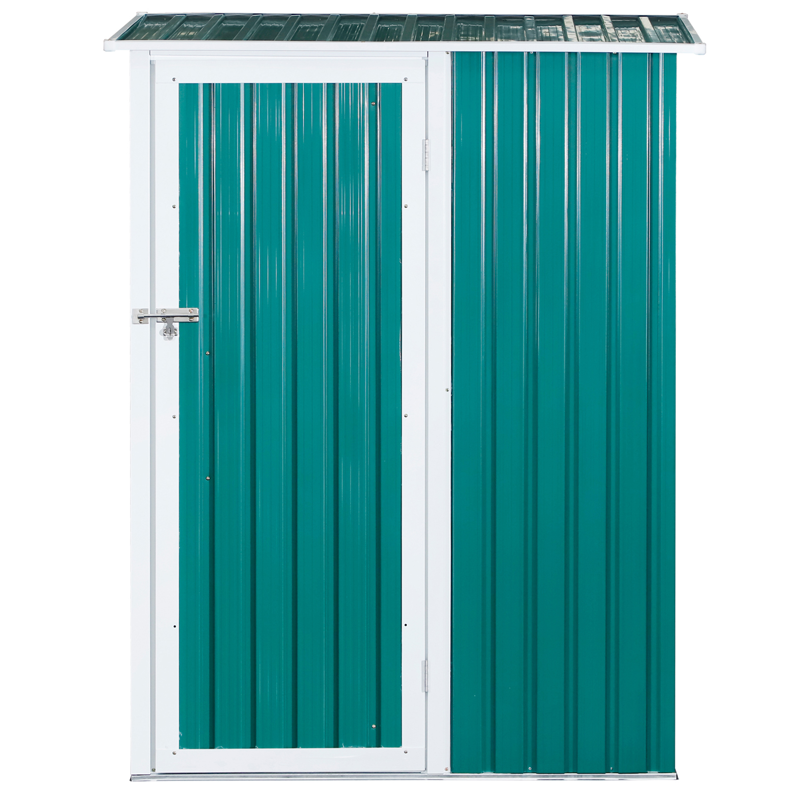 Outsunny Cobertizo de Acero 1,27㎡ 143x89x186 cm Tipo Caseta de Jardín Galvanizado Almacén para Herramientas con Techo Inclinado y Una Puerta para Terraza Exterior Verde - Imagen 8