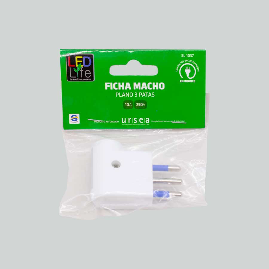 FICHA PLANO 10 AMP 3PATAS BLANCA LED LIFE SL1037 - Imagen 6