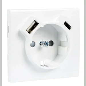 TAPA PARA BASE SCHUKO + USB TIPO A Y C SERIE APOLO 5000 NEGRO 50630 TPT EFAPEL