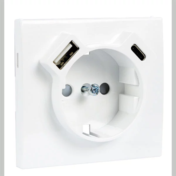 TAPA PARA BASE SCHUKO + USB TIPO A Y C SERIE APOLO 5000 NEGRO 50630 TPT EFAPEL