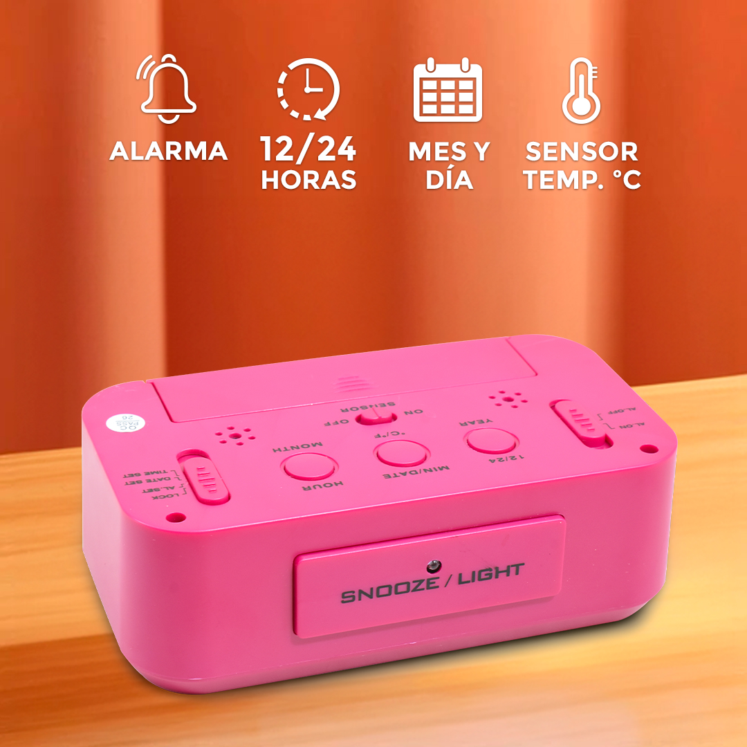 RELOJ DESPERTADOR RECTANGULAR LUMINOSO KK-9830 - Imagen 3