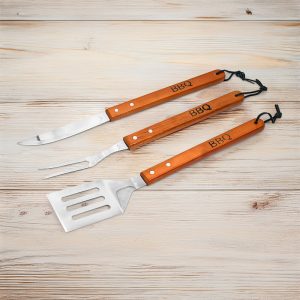 SET PARRILLA 3PZ ESPATULA TENEDOR CUCHILLO LH-3615