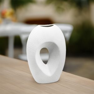 FLORERO OVALADO  DECO 23CM COLOR BLANCO LH-3726