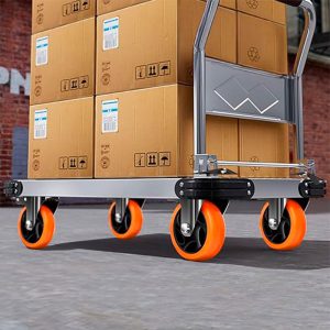 RUEDA 3 BASE METALICA FIJA NARANJA NEGRA LH-3449