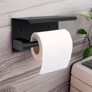 PORTA PAPEL HIGIENICO METALICO NEGRO MATE LH-3438