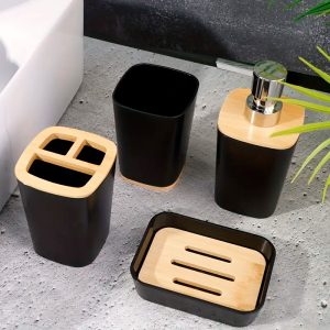 SET DE BANO 6PZ NEGRO PREMIUM LH-3651