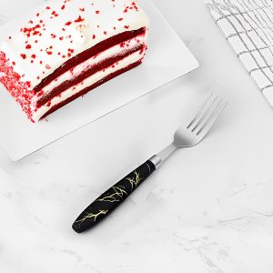 TENEDOR DE POSTRE 6PZ MANGO PLASTICO NEGRO LH-3748