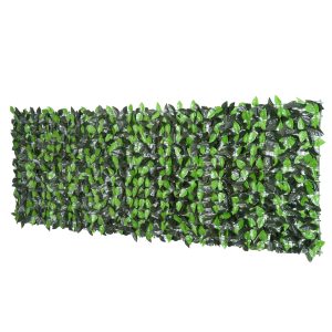 Outsunny Seto Artificial en Rollo 3×1 m Pantalla de Cerca de Privacidad para Balcón Valla Jardín Exterior Planta Decorativa de Pared PE Verde
