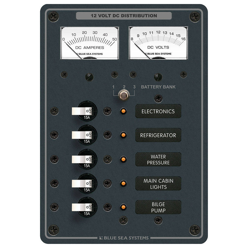 BLUE SEA SYSTEMS PANEL DC 5 POS V/AMMETER