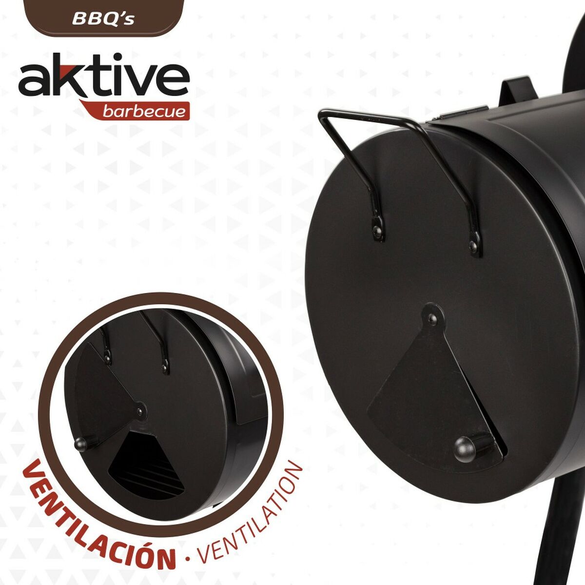 Barbacoa de Carbón con Ruedas Aktive Acero Plástico Metal esmaltado 106 x 106 x 61 cm Negro - Imagen 3