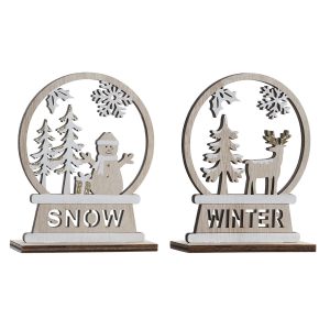 Adorno Navideño DKD Home Decor Madera Reno (12 x 4 x 15 cm) (2 Unidades)