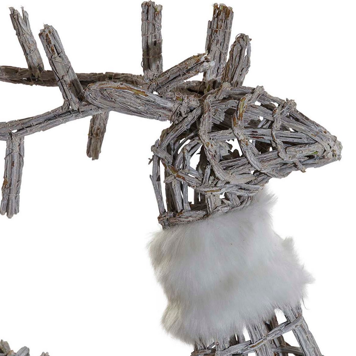 Adorno Navideño DKD Home Decor Luz LED Blanco Mimbre 60 x 30 x 37 cm (3 Piezas) - Imagen 2