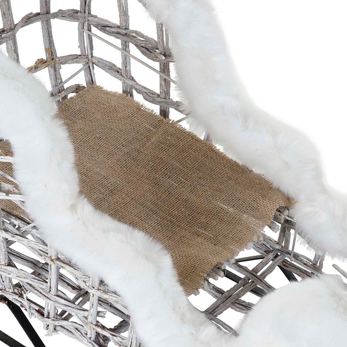 Adorno Navideño DKD Home Decor Luz LED Blanco Mimbre 60 x 30 x 37 cm (3 Piezas) - Imagen 3