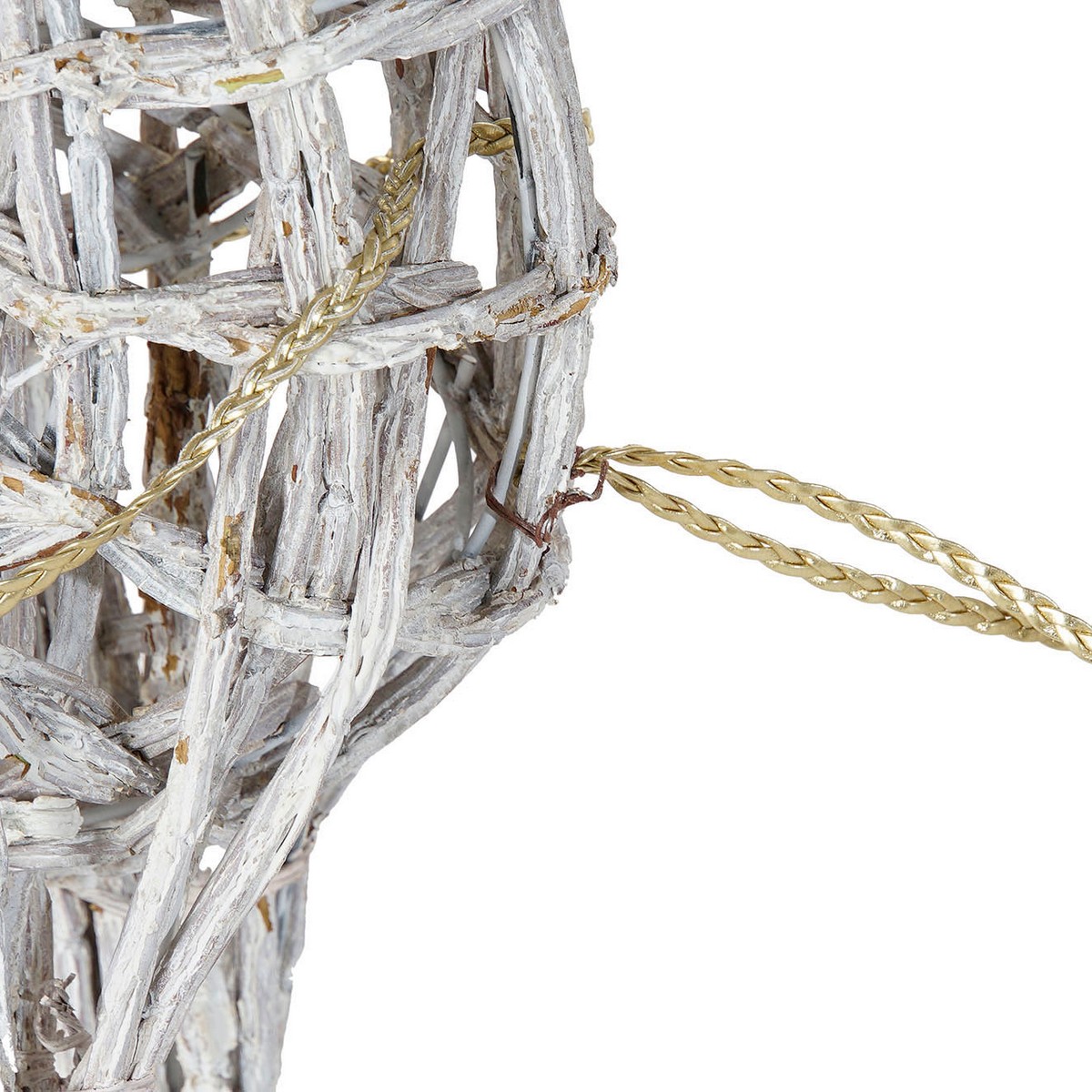 Adorno Navideño DKD Home Decor Luz LED Blanco Mimbre 60 x 30 x 37 cm (3 Piezas) - Imagen 4