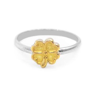 Anillo Trébol-Plata 950 / Oro 18K