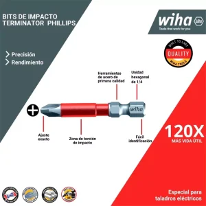 Puntas bit de impacto Phillips 10Pz