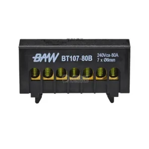 Bornera Distrib Riel X 7 Cont Fase Baw Neg