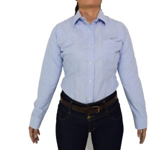 CAMISA OXFORD M/L DAMA AZUL TEXT BOSTER