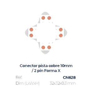 CONECTOR PISTA COBRE 10mm FORMA X IP20 CN628 ILUMINIA