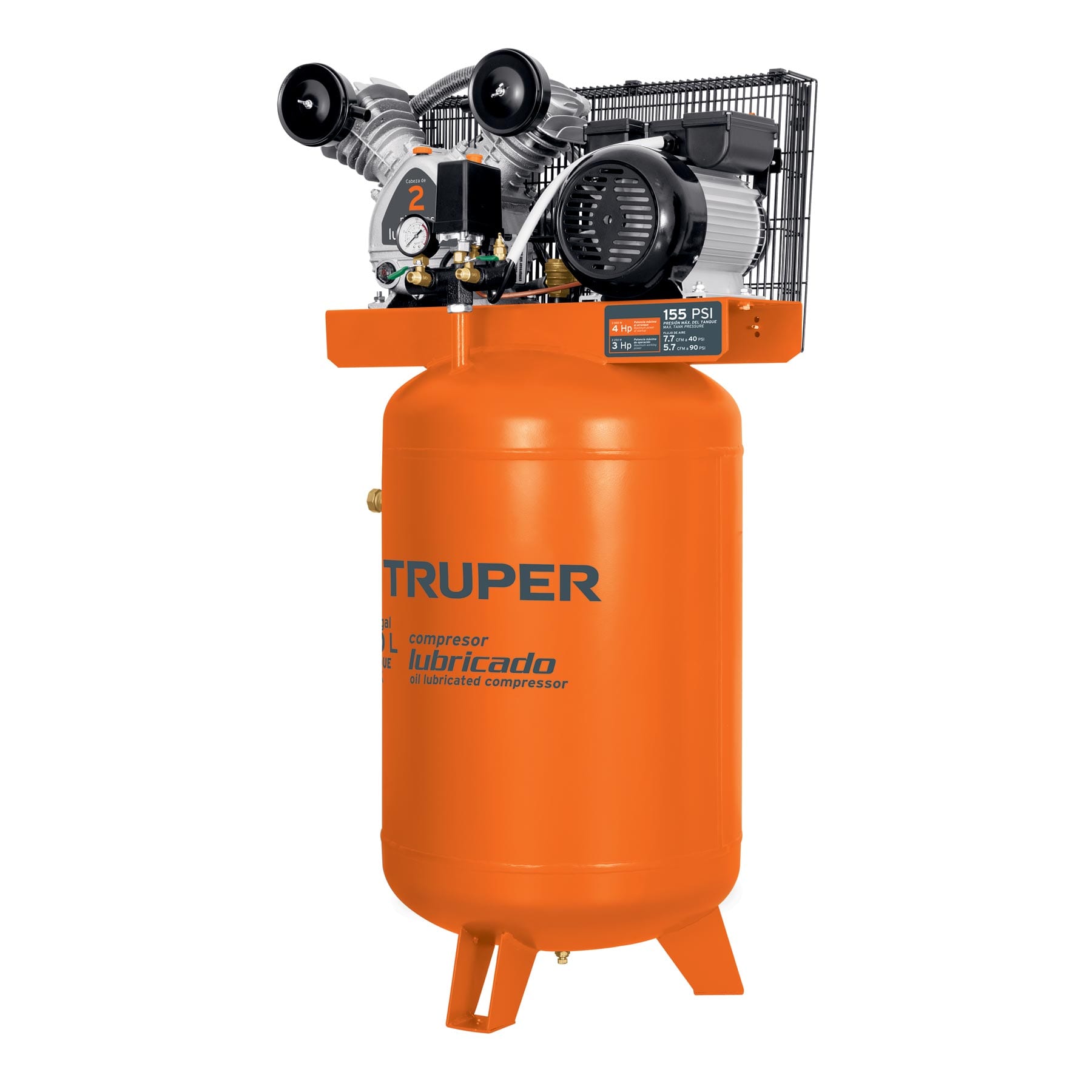 Compresor vertical 120 L, 4 HP (máx), 220 V, con clavija Truper COMP-120LVC 102131