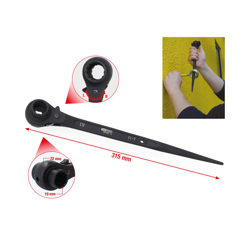 Llave para andamios con carraca 19x22mm - Imagen 2