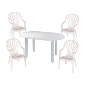 Conjunto de Jardín Blanco de Resina