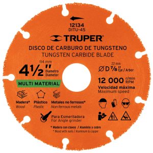 Disco 4-1/2″ multimaterial de carburo de tungsteno, Truper DITU-45 12134
