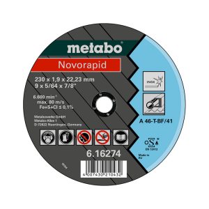 Discos INOX “Novorapid” 230 x1,9 x22,23mm