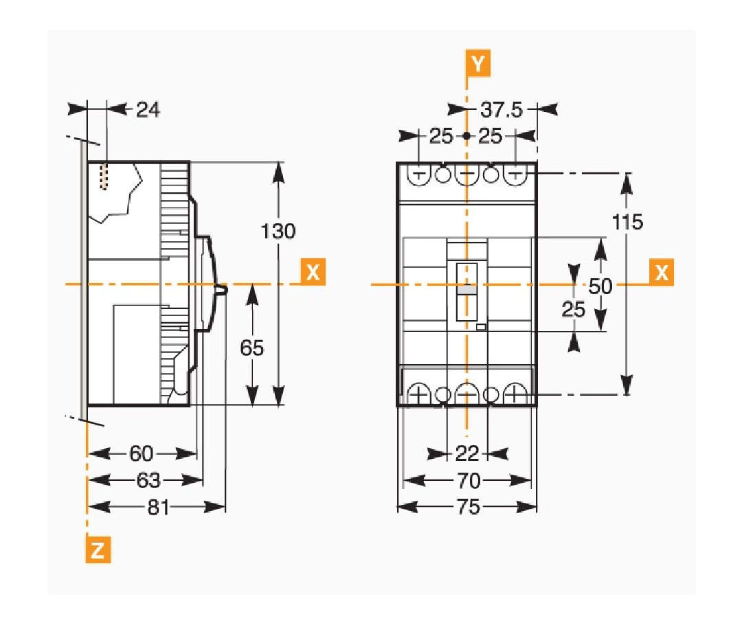 Molded Case Circuit Breaker – Fixed – EZC100H 3P 20 A – 30 kA - Imagen 2