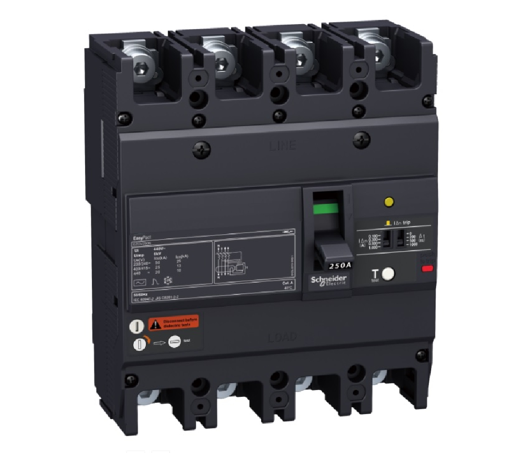 Molded Case Earth Leakage Circuit Breaker – Fixed – EZCV250N 4P 100 A – 25 kA