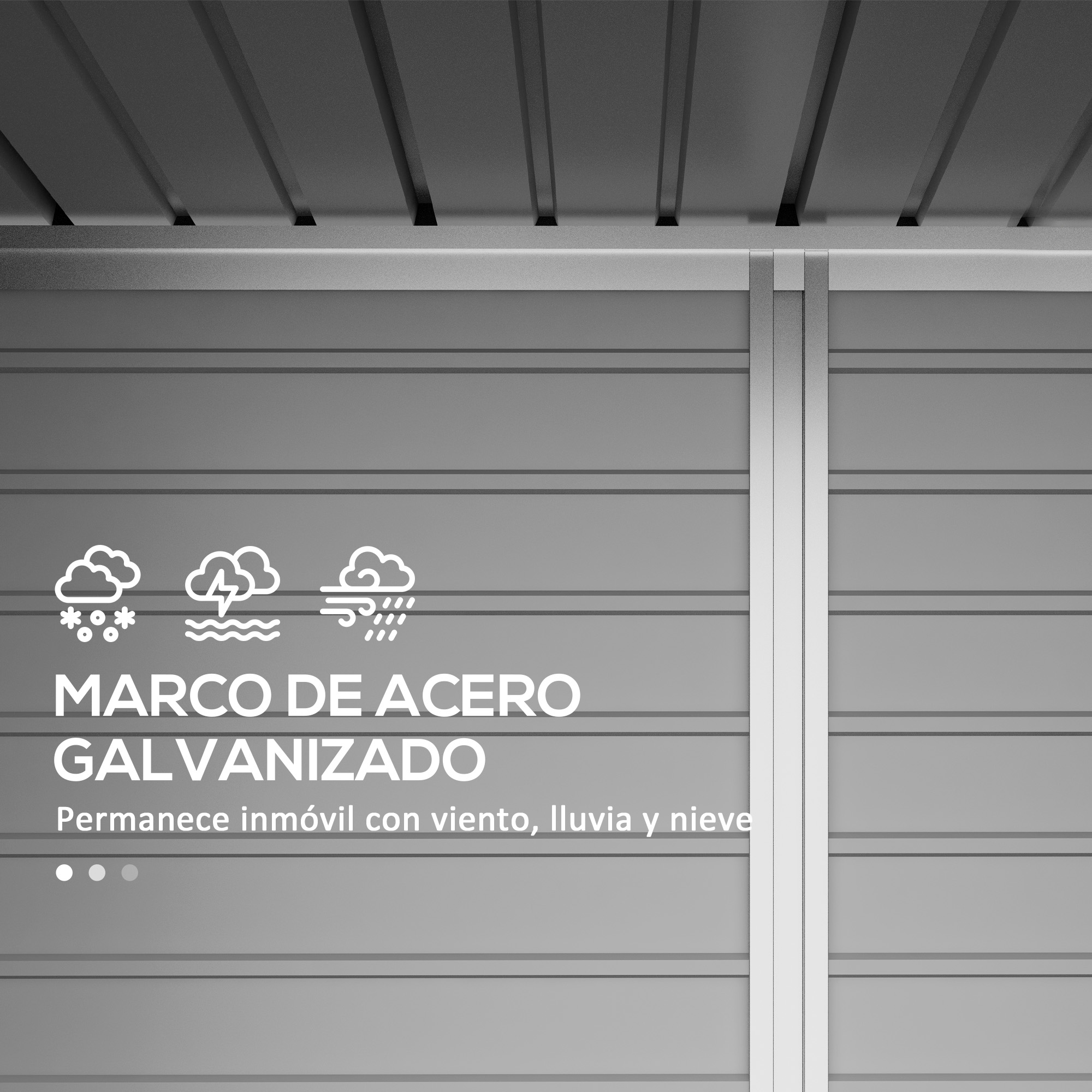Outsunny Caseta de Jardín Exterior 2,7m² 249x121x183 cm Cobertizo de Jardín Exterior con Doble Puerta 2 Ventilaciones y Pestillo Cobertizo para Terraza Patio Gris - Imagen 4