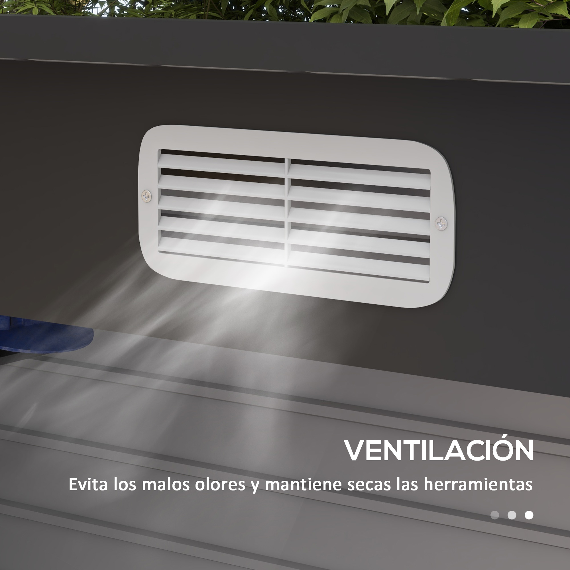 Outsunny Caseta de Jardín Exterior 2,7m² 249x121x183 cm Cobertizo de Jardín Exterior con Doble Puerta 2 Ventilaciones y Pestillo Cobertizo para Terraza Patio Gris - Imagen 6