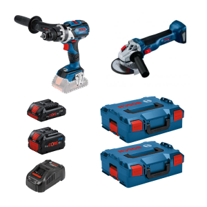 Kit Bosch GSR 18V-110 C + Amoladora GWS 18V-10 + Baterías ProCore 4 Ah y 5,5 Ah + Cargador Gal 1880CV + 2 L-Boxx