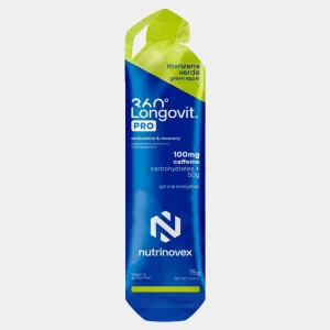 LONGOVIT 360 PRO GEL 75g (50g Carbohidratos + 100mg Cafeína) MANZANA VERDE GEL ENERGETICO NUTRINOVEX