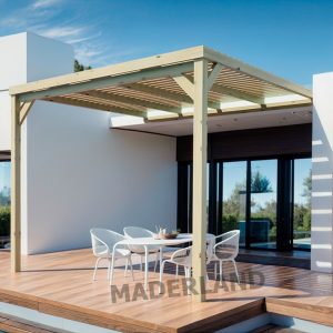 Pérgola Gandía de Madera Maciza Adosada – Diseño Semi-Techado para Jardín | Maderland