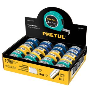 Flexómetro 3 m cinta 13 mm, display box con 24 pzas, Pretul PRO-3MEC 21607