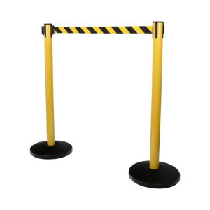 Postes de señalización con cinta amarilla y negra 2 piezas
