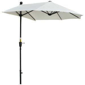 Outsunny Sombrilla de Pared de Jardín 200x190x240 cm Parasol de Terraza con Manivela Poste de Acero y Base Cruzada Anti-UV para Terraza Balcón Crema