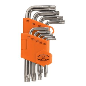 Juego de 9 llaves torx con organizador abatible, Truper TORX-9 15554