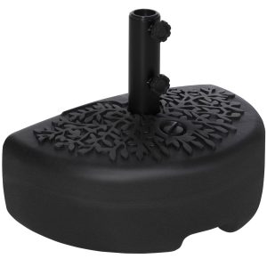 Outsunny Base de Pared para Sombrilla Ø38/48 mm Soporte Semicircular de Parasol Rellenable de Arena 21 kg o Agua 18 kg para Jardín Patio Terraza Exterior 50x31x38 cm Negro