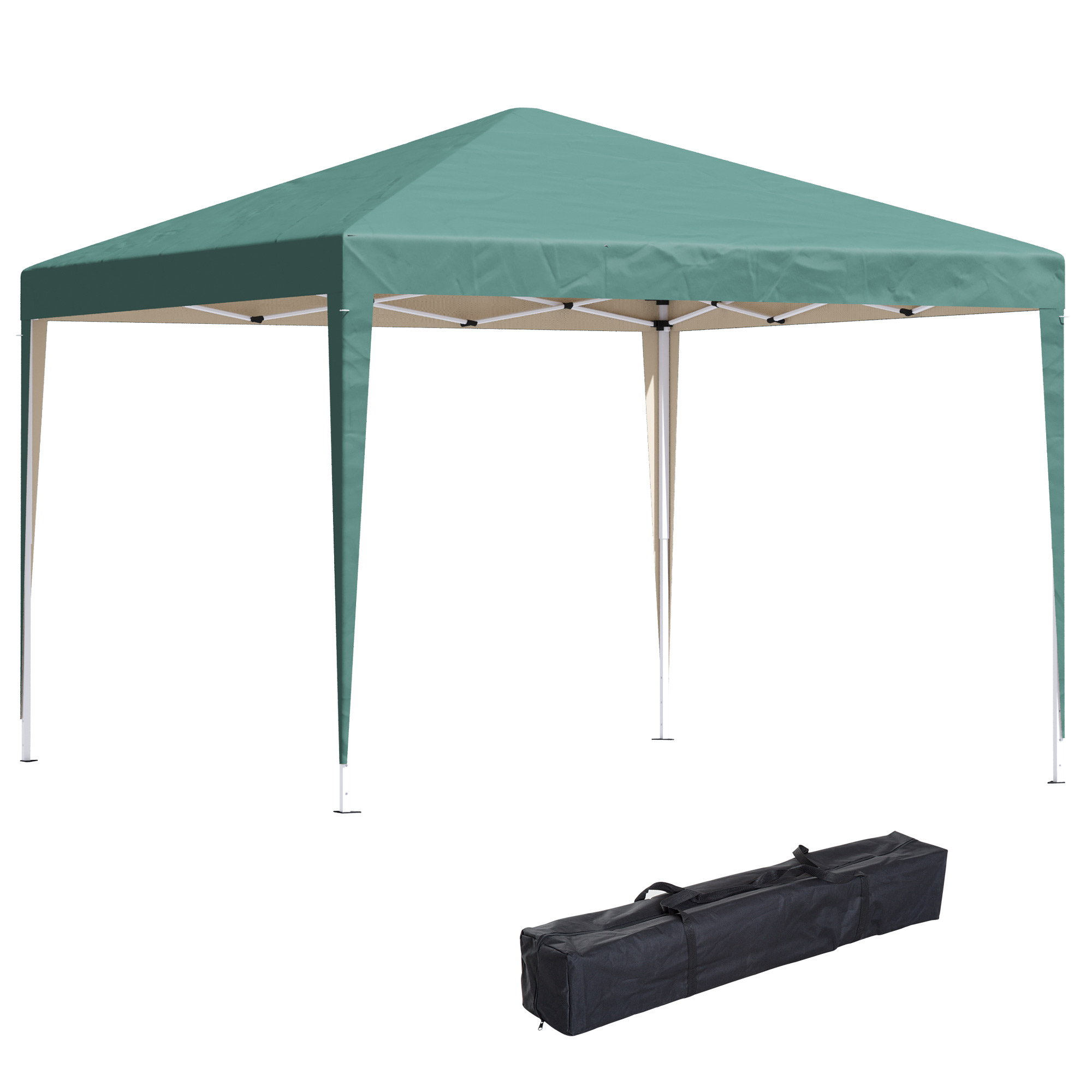 Outsunny Carpa Plegable Gazebo 3×3 m Cenador Plegable con Altura Ajustable en 3 Niveles Toldo Anti-UV y Bolsa de Transporte para Camping Fiestas Verde