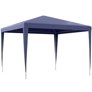 Outsunny Carpa Desmontable 3×3 m Cenador Pabellón de Jardín con 4 Orificios de Drenaje y Marco de Acero Anti-UV Gazebo para Terraza Patio Exterior Camping Azul