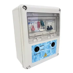 CUADRO ELÉCTRICO PISCINA CON BOMBA FILTRACIÓN CON CLORADOR SALINO 0,25 CV 230VAC CON 1 FOCO LED 100W