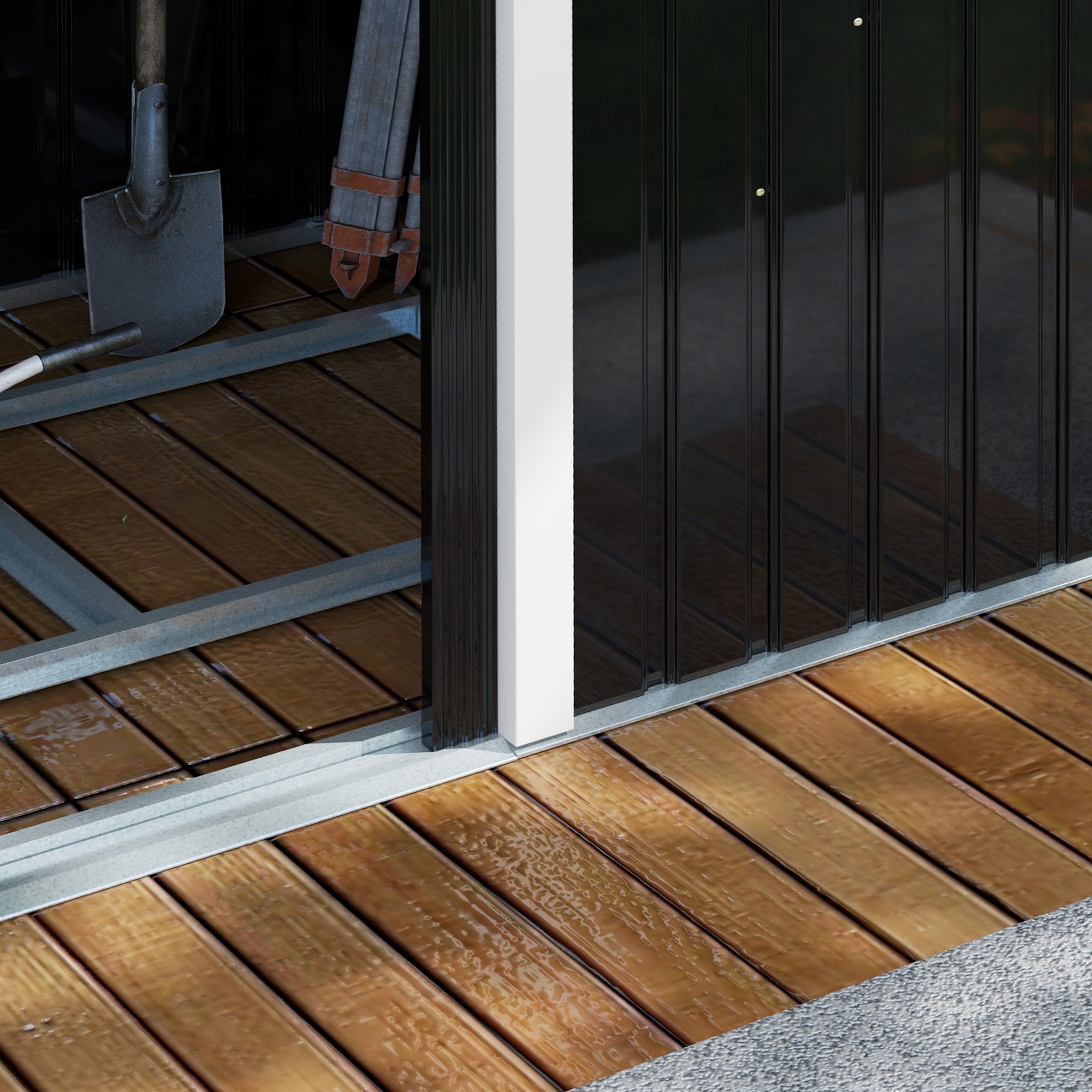 Outsunny Caseta de Jardín Exterior 3,2 m² 280x130x172 cm Cobertizo de Jardín Exterior con Puerta Corredera Techo Inclinado Base Refuerzo (Suelo NO Incluido) y 2 Ventanas Verde - Imagen 8